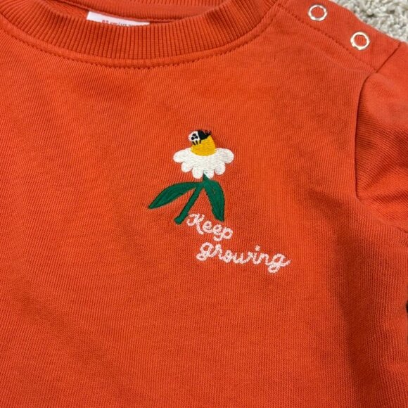 Hanna Andersson Toddler Girls Organic Cotton Sweatshirt Keep Growing 2T Orange S - Picture 2 of 4